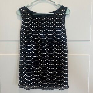 White House Black Market Top Womens M Blouse Sleeveless Sequin Embellished Black